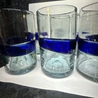 6 Handblown Mexican Cobalt Blue Stripe Old Fashion Glasses Tumblers No Damage  — photo 5