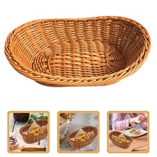 3 Pcs Handmade Woven Bread Pastries Baskets Tabletop Food Serving Tray Organizer