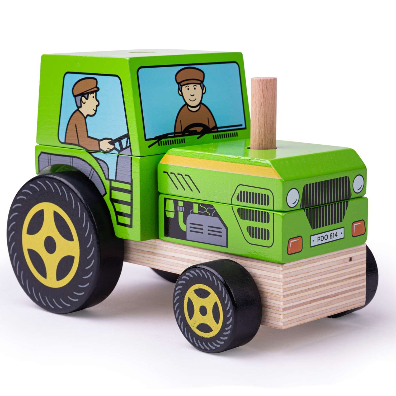 Bigjigs Toys Holz Stapelstapler Traktor Spielzeug Form Sortieren Spielen Lernen