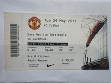 Manchester United v Juventus ticket 2011 Gary Neville testimonial