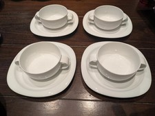 Rosenthal Suomi Weiß 4 x Suppentasse mit Untertasse Timo Sarpaneva Studio Line