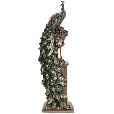 Pfau thront auf Säule Vase Bronze Figur (von Veronese)