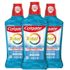 Colgate Total Mouthwash, Alcohol Free Mouthwash, Peppermint, 16.9 Ounce, 3 Pack