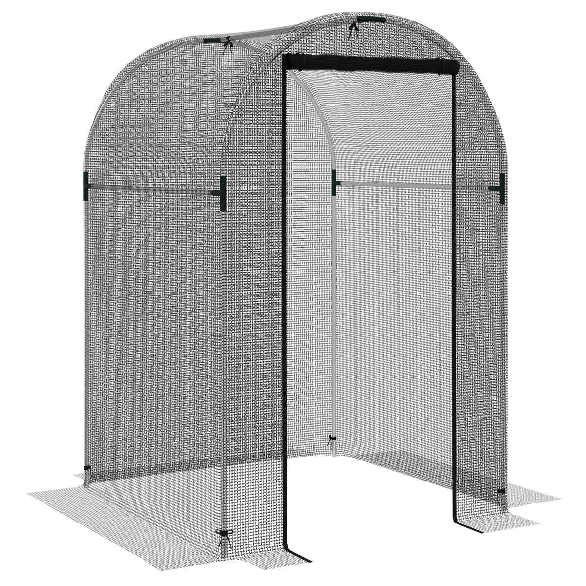 Outsunny Fruit Cage Netting Tent 1.2x1.2x1.9m Zipped Door Black Garden - Image 3