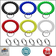 Spring Coil Wrist Keychain Stretch Spiral Key Ring Band for Gym Pool ID Keys