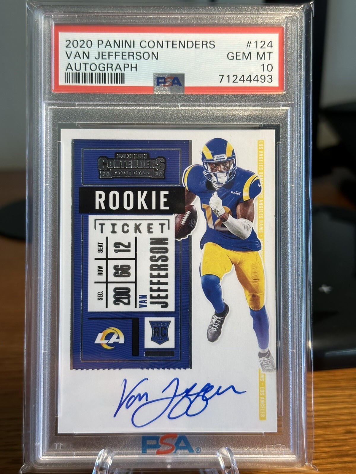 2020 Panini Contenders Van Jefferson PSA 10 ON CARD Auto Rookie Ticket #124