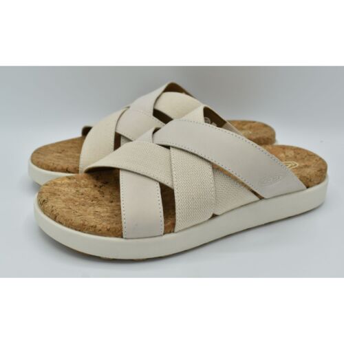 Keen Womens Size 7 Elle Mixed Slide Birch Star White Slip On Sandals Shoes