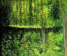 Van Gogh Trees and Undergrowth Forest Repro, Hand Painted Oil Painting, 20x24in