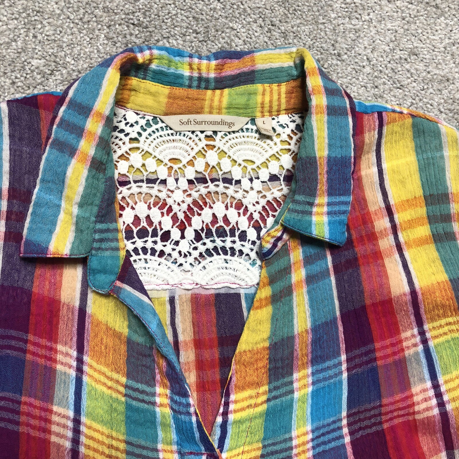 Soft Surroundings Button Down Top Tunic Rainbow P… - image 5