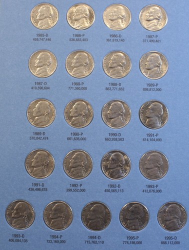 1962-1995 Jefferson níquel 66 carpeta de monedas nueva carpeta Whitman circulada completa - Imagen 5 de 6