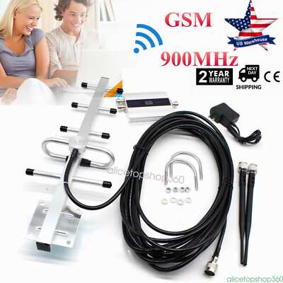 4G/3G/2G GSM LCD Cellular Phone Signal Booster Amplifier Yagi Antenna Kit 900MHz