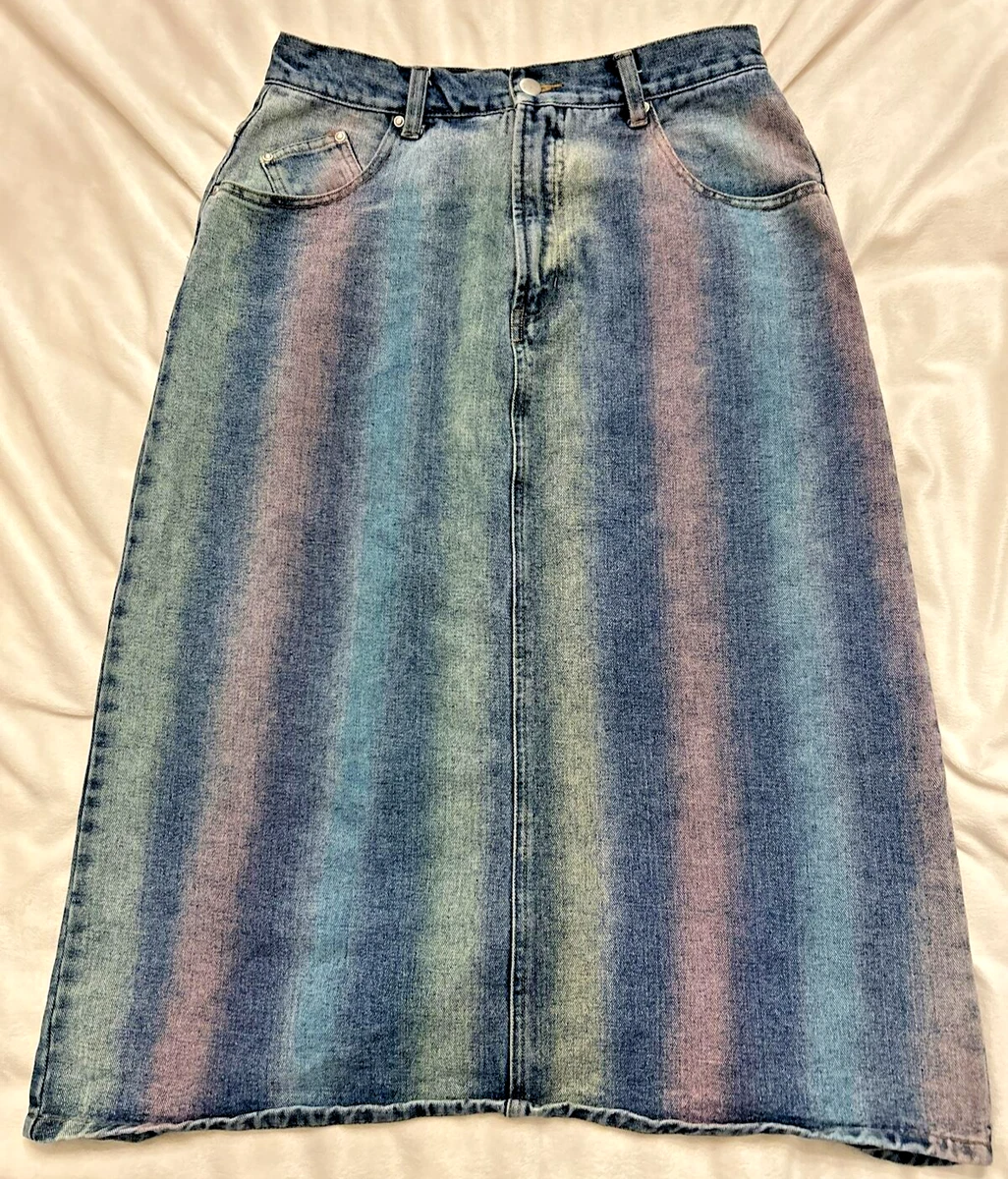 Rainbow jean store skirt