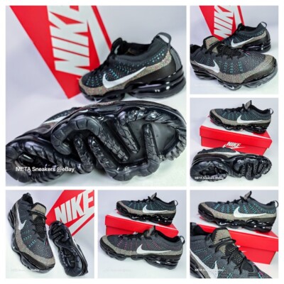 US 10.5 Nike VaporMax Mens Black Gray Multi Knit Run Comfort Air Max Flyknit NIB