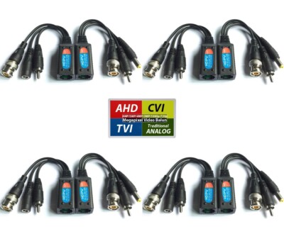 Evertech 8MP AHD TVI CVI Video Balun - Power Audio Data Over CAT5 For CCTV Cameras