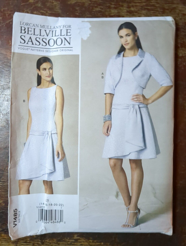 Vogue 1485 evening jacket dress pattern sizes 14-22 uncut Belleville Sassoon