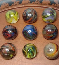 9x .80" Wild Yellow   SWIRL Limited EDT Glass D.A.S Modern Marbles Mint-