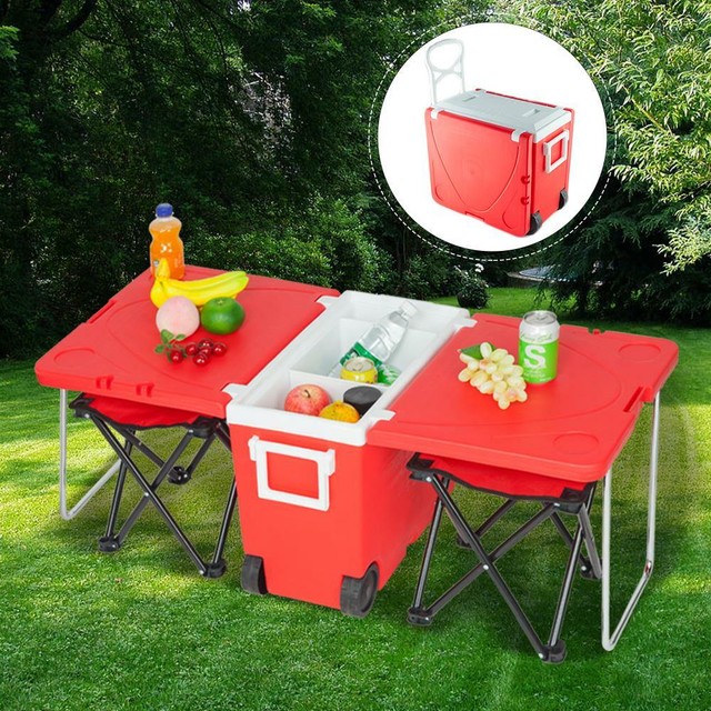 cooler with table and chairs