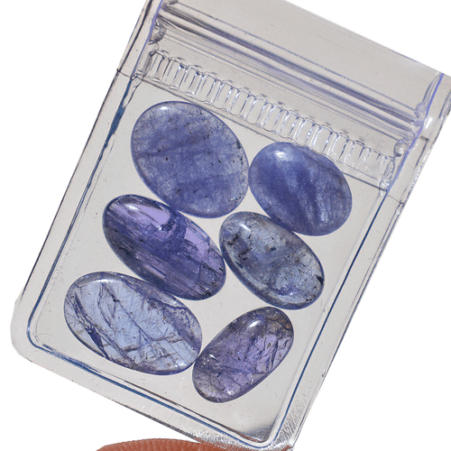 Lotto 6 pezzi pietre preziose sfuse cabochon ovale non trattata tanzanite naturale non trattata 10,7 mm-14 mm - Foto 9 di 12