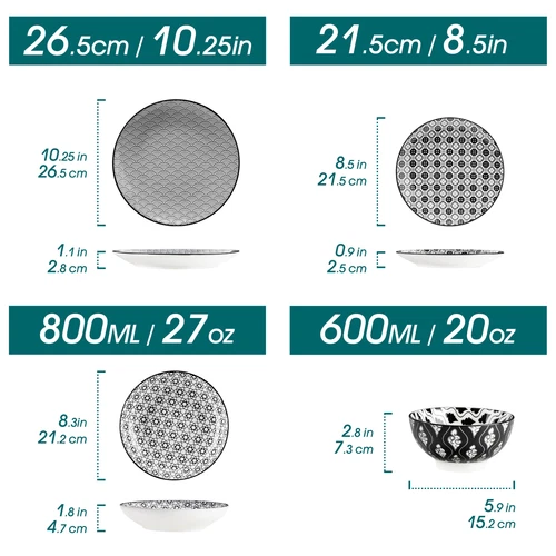 32 Piece Dinnerware Set 8 Person Dinner Service Ceramic Dinnerware Combo Service - Picture 17 of 19