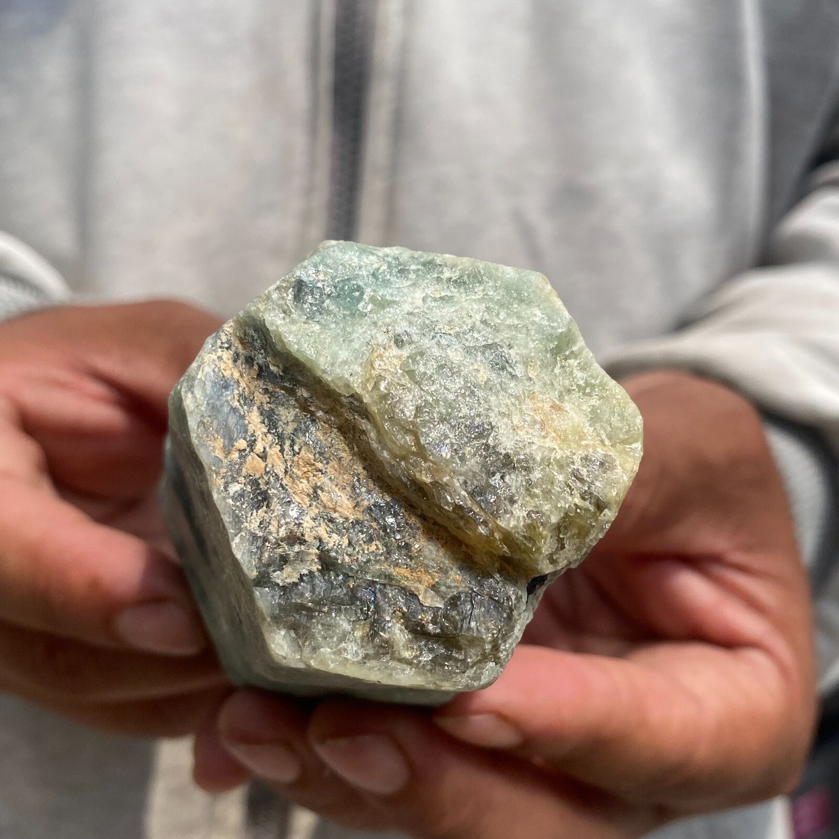 445g Large Raw Blue-Green Aquamarine Beryl Crystal Prism