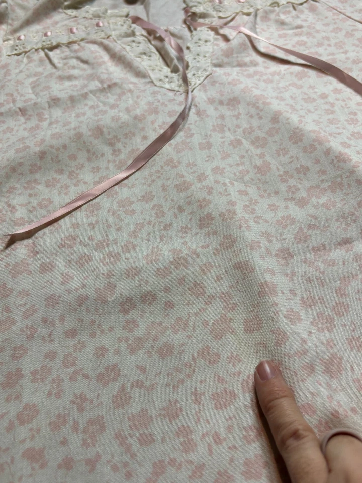 Camisón Floral Pequeño Vintage Años 60 70 Miss Elaine EE. UU. Algodón Cottagecore Ditzy Foto 4 de 4