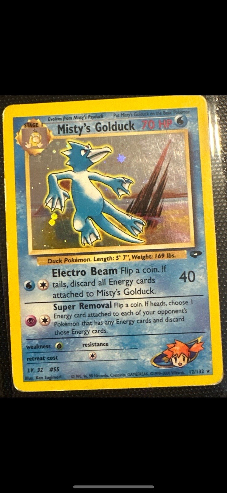 1st Edition Misty's Golduck 12/132 Gym Challenge Holo Vintage Pokemon Card - NM
