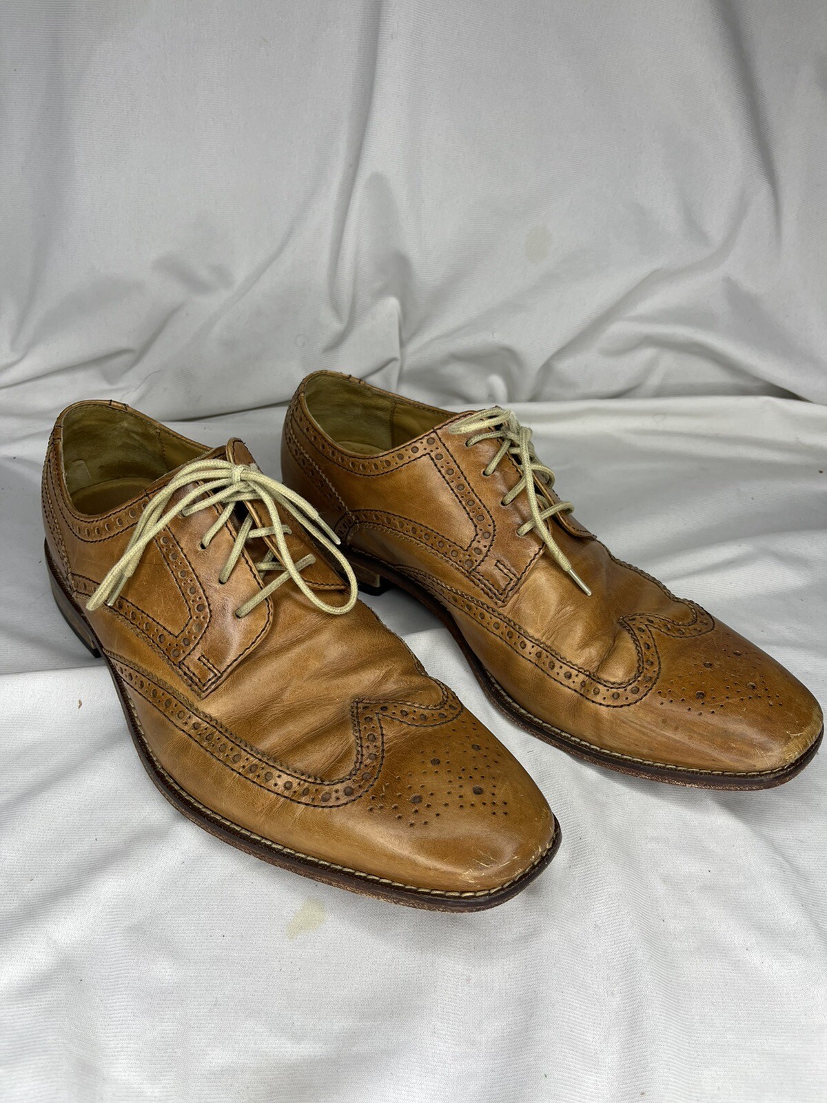 SAOLA Scarpe eleganti Oxford da uomo Cole Haan Air Giraldo Wingtip II in pelle marrone chiaro taglia 10 5