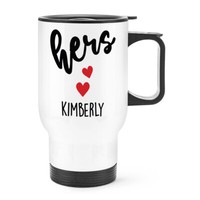 Personalisiert Hers Herz Reise Becher Tasse Griff Weiß Freundin Ehefrau Liebe
