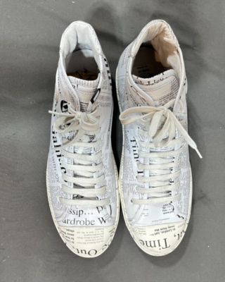 John Galliano Gazzette Newsprint Pattern High-Top Fashion