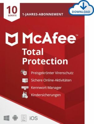 McAfee Total Protection Security 10 PC 1 Jahr Mac Android