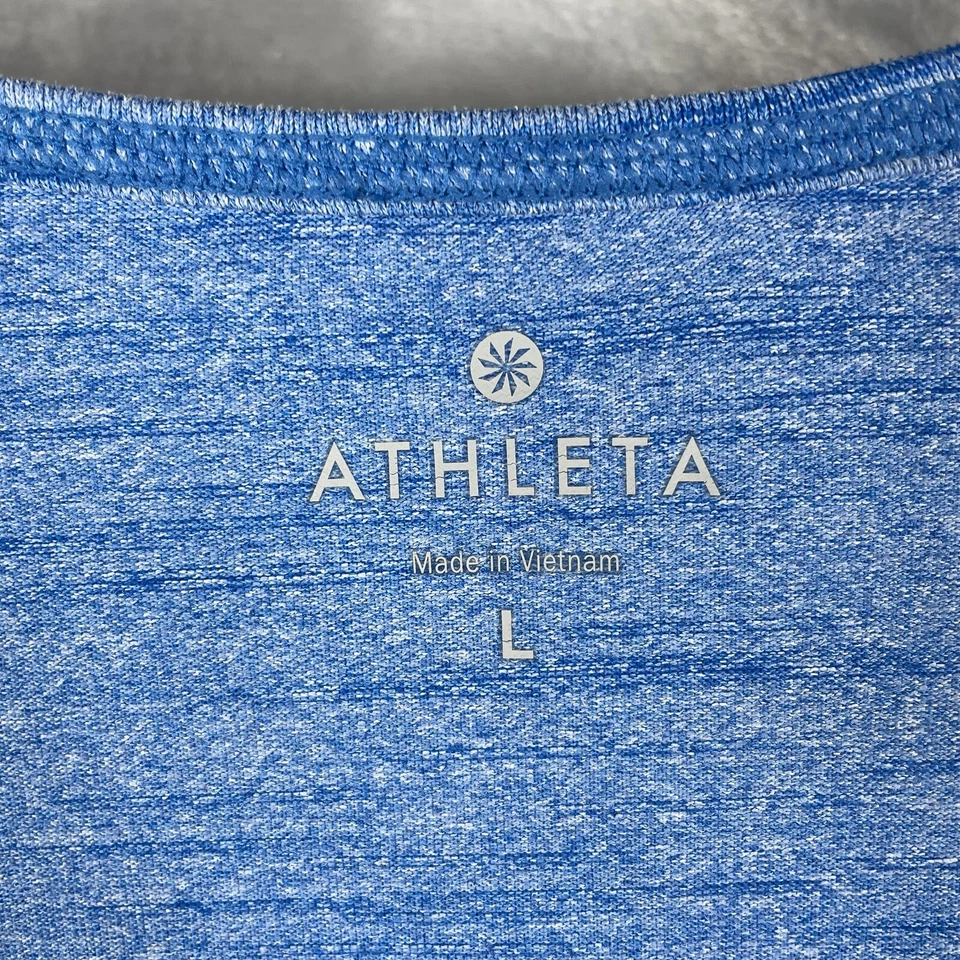 Athleta Long Sleeve Top Running Wild Mix Crew Blue Space Dye Thumb Holes Size L - Image 3 of 4