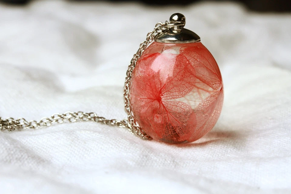 Kette Hortensie silber Blütenschmuck Bumen Kunst Geschenk Frau Freundin Mutter - Bild 4 von 4