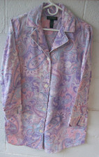 Lauren Ralph Lauren Monogramed Flannel Nightgown Pink/Purple Paisley Women's M