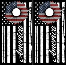 American Flag Sunflower Cornhole Wrap Bag Toss Skin Decal Sticker