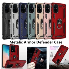 For Samsung Galaxy S20 S20+ Ultra 5G Metallic Hybrid Armor Defender Ring Case 
