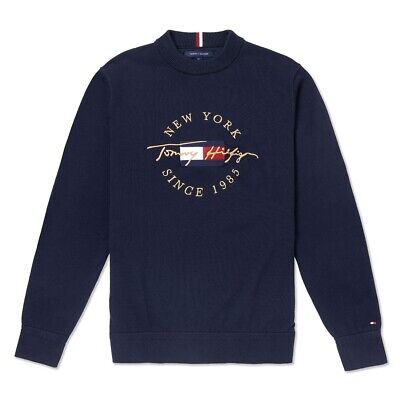 NWT Mens Tommy Hilfiger Signature Logo Crewneck Cotton Sweater S M L XL