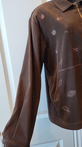 Teddi Jacket Coat Size Medium Womens Brown Floral - Picture 2 of 11