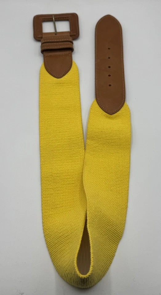 Cinturón Talbots Ancho Marrón Cuero Amarillo Elástico Talla L Grande EE. UU. Primavera Foto 2 de 4