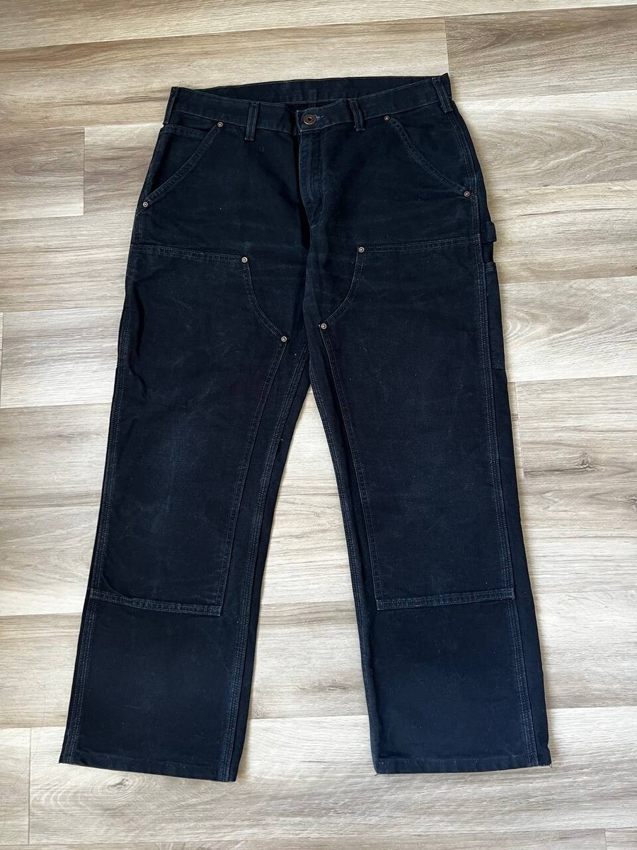 Vintage Carhartt Faded Black Double Knee Pants Size 34x32 Made