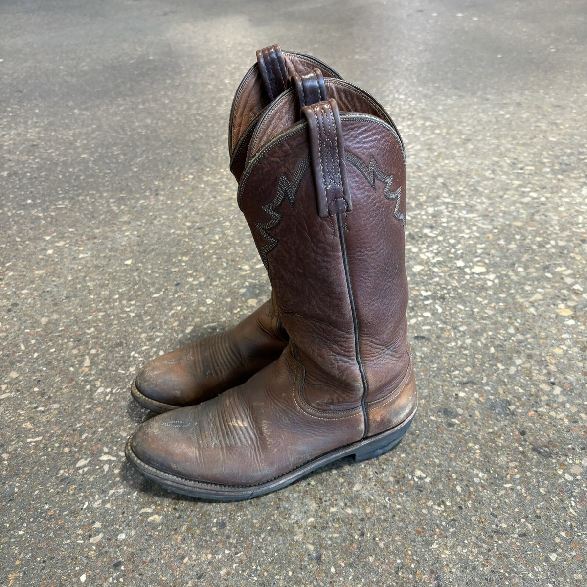 Lucchese Brown Leather Cowboy Boots with Embroidered Shaft 8.5D Classic Lucchese boots build and fit discussion main image 3