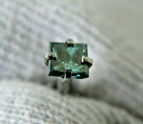 .26ct 3.25mm PRINCESS CUT REAL BLUE DIAMOND LABRET BODY,CERT 1/4,5/16,3/8,7/16 - Picture 10 of 11