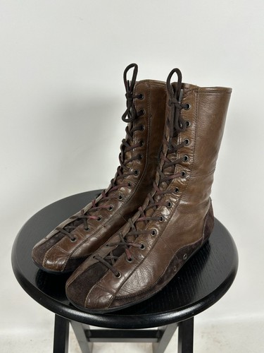 Women's Prada Leather Car Shoes High Top Sneakers Driving Boots Size 38.5 EUR - Picture 5 of 24