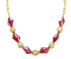 Red and gold color glass bead necklace, Fashion red statement neck - NEW