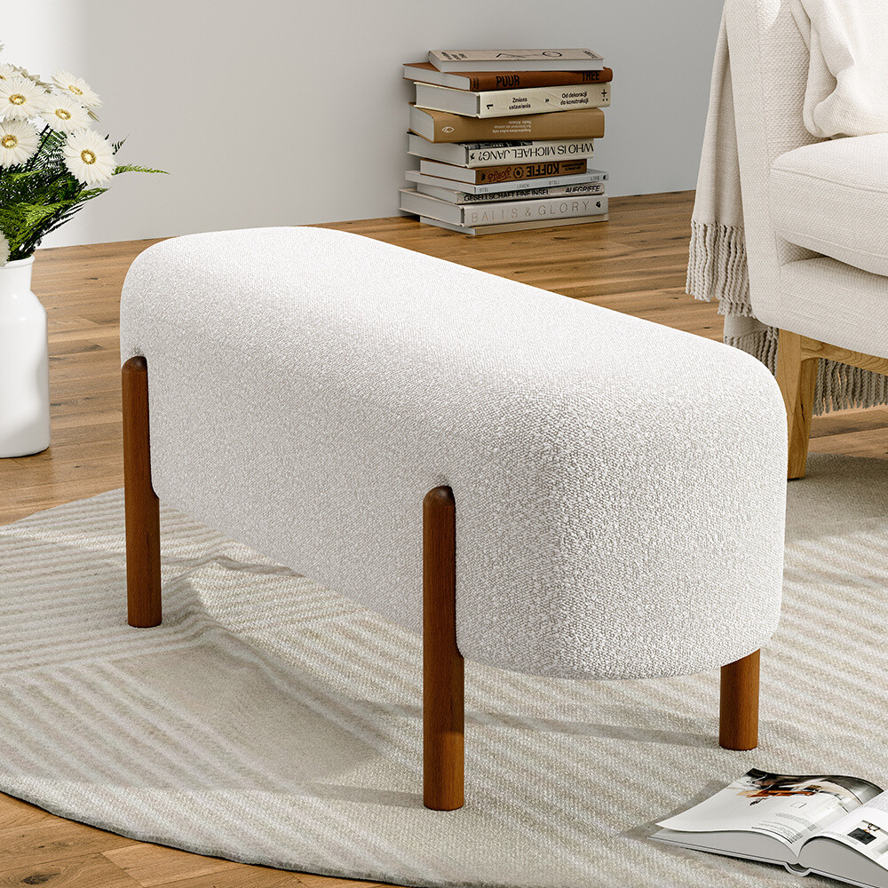 Faux Fur Upholstered Accent Bench Window Seat Ottoman Bed End Stool Lounge  Chair