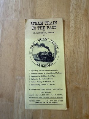Vintage Gold Coast Railroad Dampfzug in die Vergangenheit Broschüre Ft Lauderdale FL