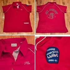 Vtg 80's King Louie Bowling League Polo Shirt "Flo" Women's Sz 42 Red