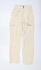 STR Womens Beige Cotton Straight Jeans Size 4 L30 in Regular Button