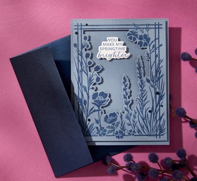 Spellbinders betterpress Press plate glimmer bloom with happiness plate & die