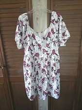 NWOT Shein Curve Womens 2XL Purple Floral Mini Dress Lined Peasant Short Sleeve