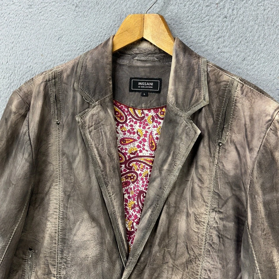 Missani Le Collezioni кожи Sport пальто Blazer куртка мужская большой серый гранж - Изображение 2 из 4